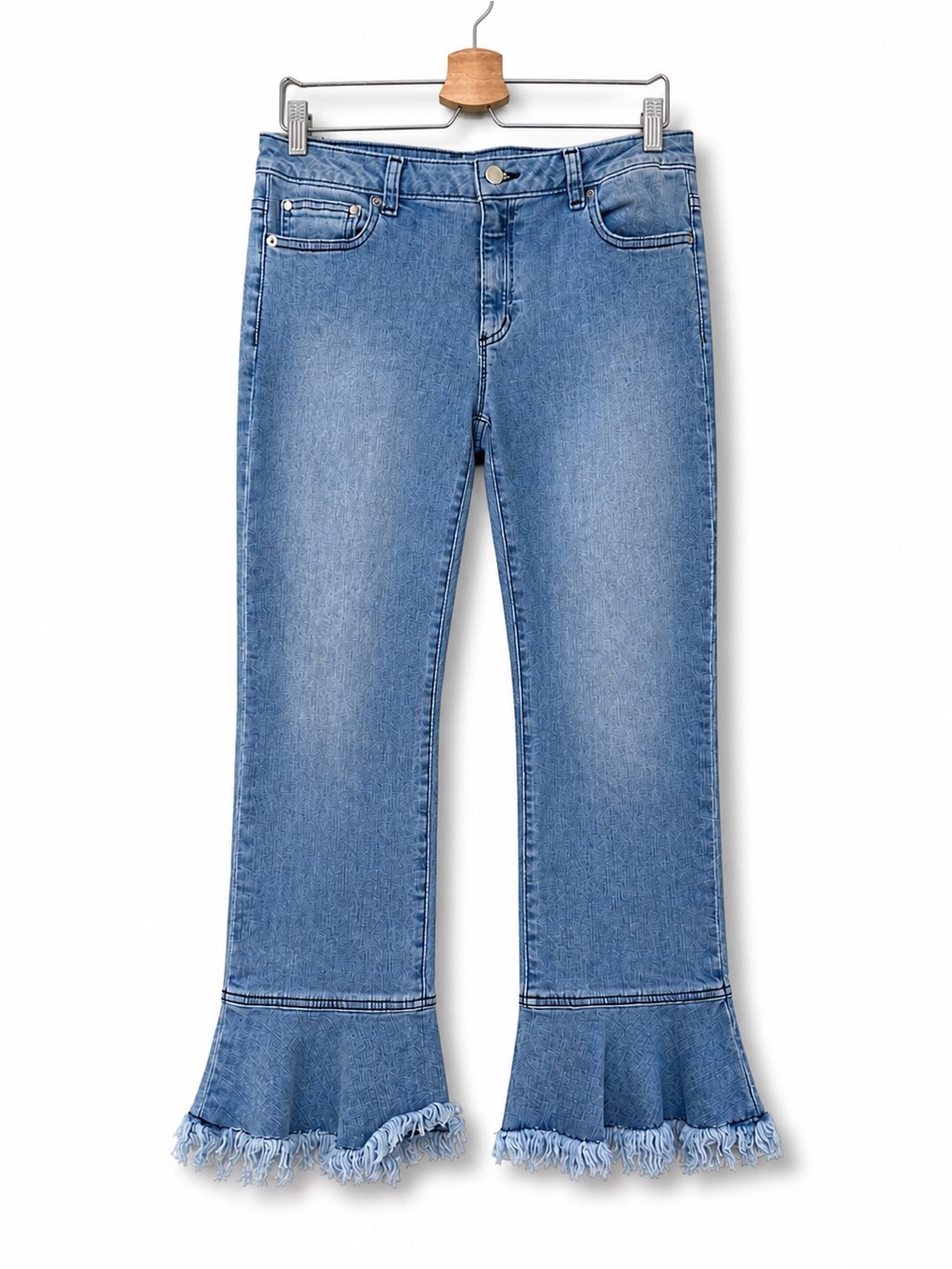Michael Kors | Blue Light Wash Fray Ruffle Hem Denim Izzy Flounce Jeans 6